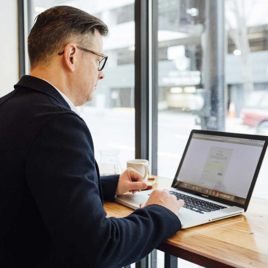 Man with computer image